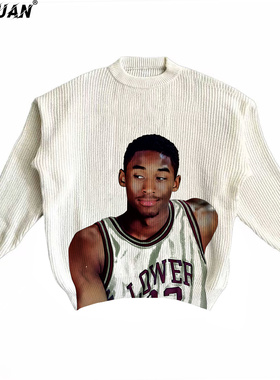 秋冬科比毛衣美式直喷印花815g男保暖运动保罗库里宽松圆领针织衫