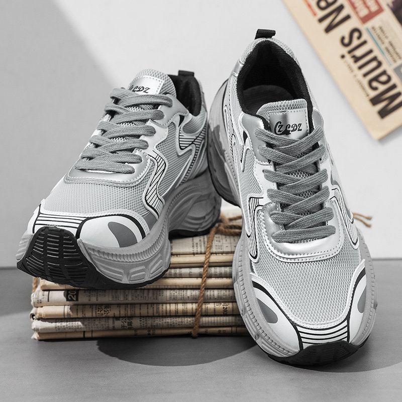 网红爆款男鞋2026春季潮流百搭休闲跑步运动厚底内增高小白老爹鞋,流行男鞋,时尚休闲鞋,淘宝优惠券,粉丝福利购,淘宝优惠卷