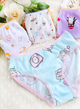 杂款纯棉三角内裤优质舒适女童底裤 抗菌防湿 S-M-XL 4件装