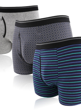 弹力莱卡纯棉男士平角内裤不磨裆不勒腰舒适短款四角底裤外贸品质