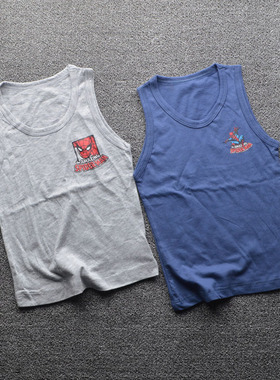 意大利原单卡通蝙蝠蜘蛛侠spiderman纯棉男孩儿童背心 2-7岁 正