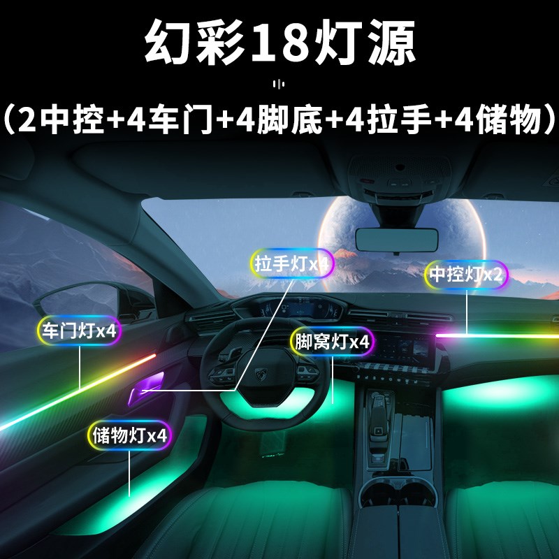 标致508L氛围灯改装老款标志车内装饰内饰气氛专用配件汽车用品件