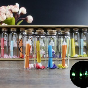 包邮12只夜光沙许愿瓶带纸条迷你拇指玻璃瓶心愿瓶精美小瓶子复古