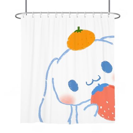 可爱卡通浴帘洗澡间防水布帘试衣间隔断帘免打孔防霉遮挡帘玉桂狗