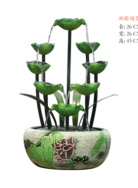 轻奢荷花风车流水喷泉摆件客厅茶室办公室循环水景观室内装饰礼物