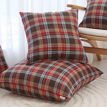 圣诞抱枕沙发客厅方形超大号靠枕65红色格子腰枕套可拆洗床头靠背