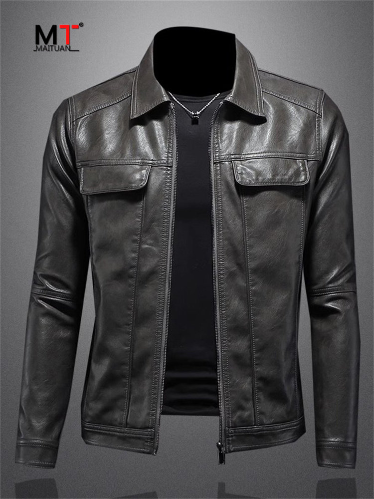 高级感皮衣外套男士春秋季2025新款加绒加厚机车服修身皮夹克男款