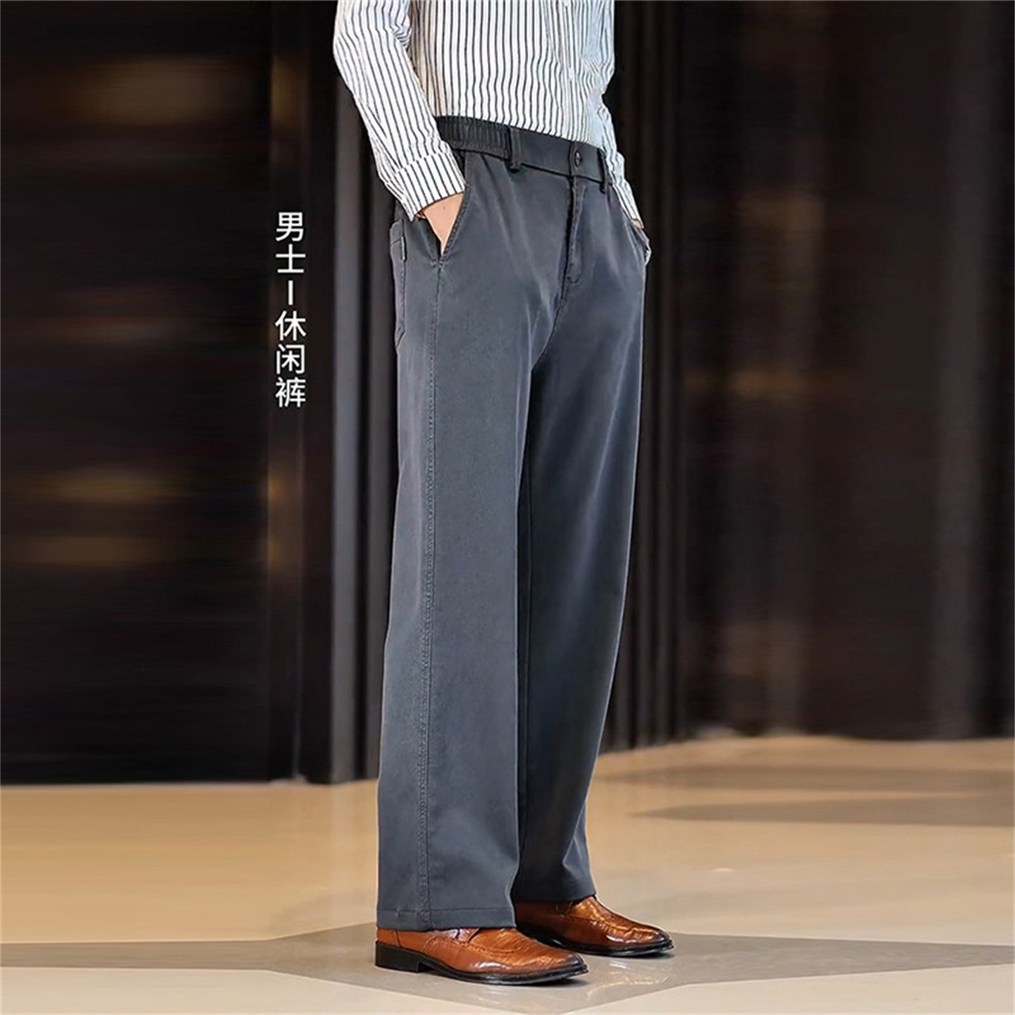 莱赛尔天丝休闲裤子男士夏季薄款2026新款宽松直筒运动冰丝裤男款