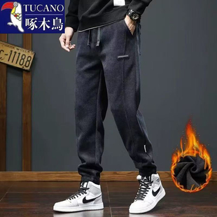 显瘦百搭舒适运动外穿长裤 修身 男士 啄木鸟加绒加厚秋冬休闲束脚裤