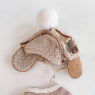 猫咪狗狗帽子加绒露耳朵头套冬天中小型犬搞笑保暖羊羔绒飞机帽