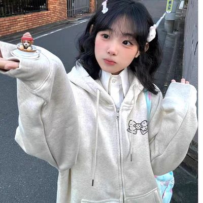 新食毛华棉印花开衫拉链卫衣女上衣复合/牛奶丝300克银狐绒400克