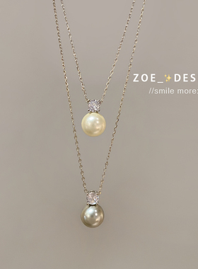 戴妃同款水钻珍珠项链简约气质短款锁骨链韩国轻奢高级感颈链女