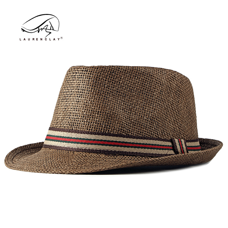 New jazz hat straw hat beach Retro cap欧美爵士帽小礼帽遮阳-封面