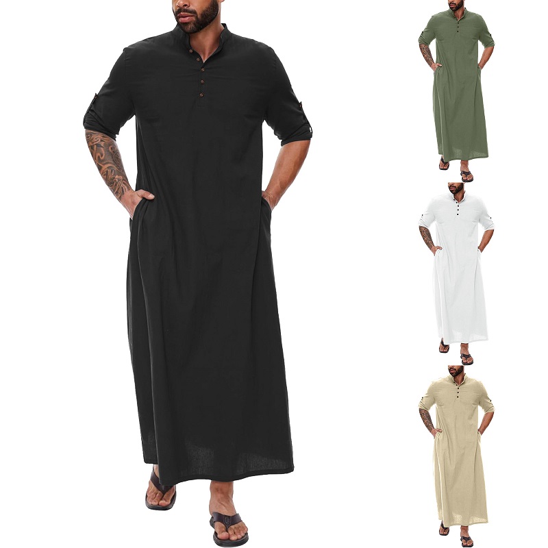 Muslim Thobe for Men long dress Arab robe shirts 男长袍裙衫 男装 衬衫 原图主图