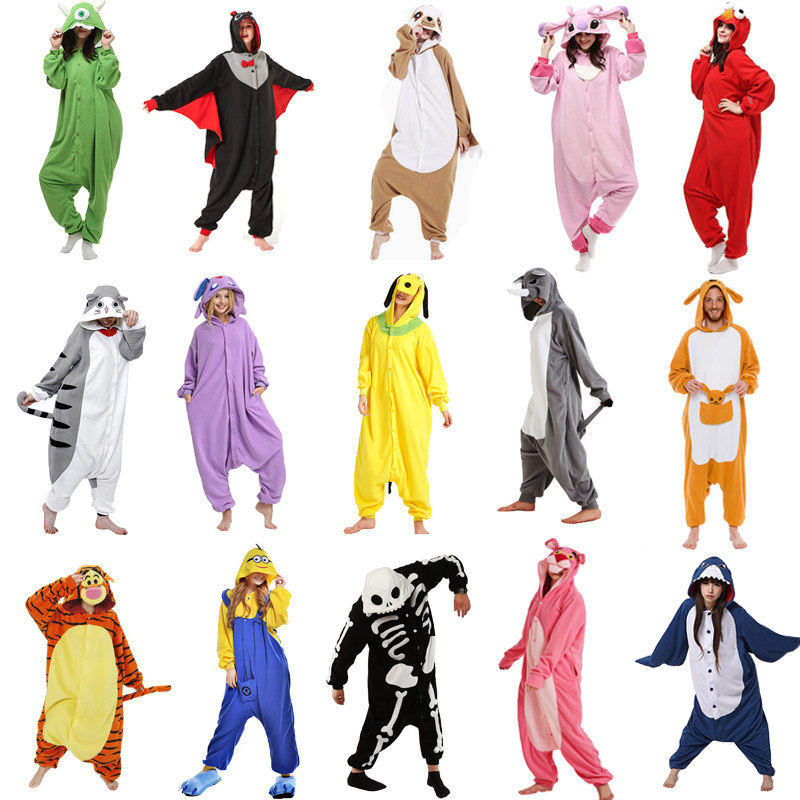 成人蝙蝠骷髅日精灵狐狸KT猫犀牛奶牛起司猫卡通连体睡衣kigurumi