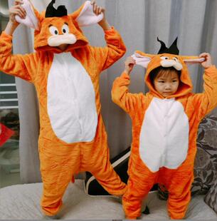 杰瑞鼠汤姆猫鲨鱼老鼠雪宝青蛙猴子儿童卡通连体睡衣万圣节亲子服