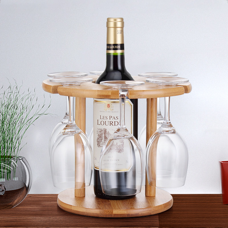 竹制桌面摆件红酒杯架家用木质简易葡萄酒和酒杯放置收纳架酒架