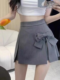 半身裙裤女2024秋季新款蝴蝶结设计感辣妹西装裙子高腰显瘦A字裙