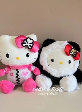 正品美版绝版22年tokidoki联名kitty粉色宇航员 黑白变异熊猫公仔