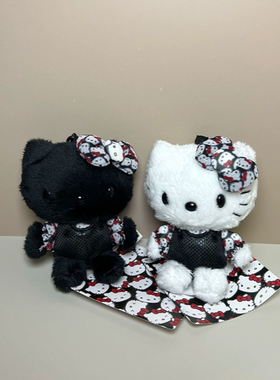 美版绝版hello kitty 蛇皮纯黑 花色蝴蝶结 白色挂件