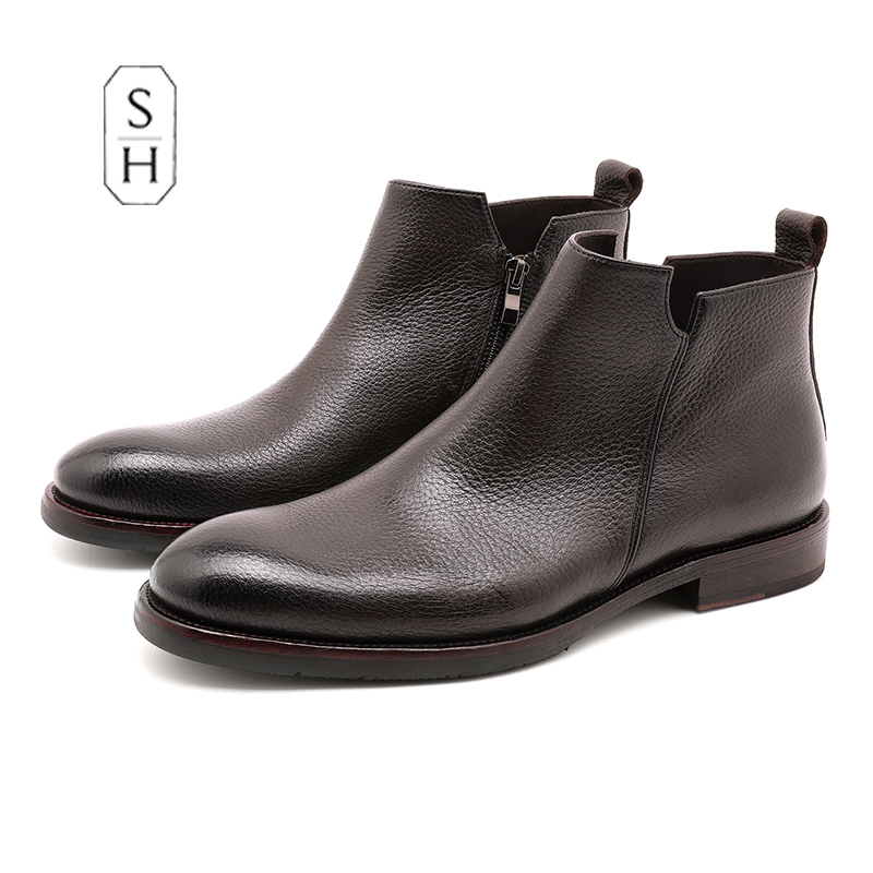 圣魂英伦风马丁靴橡胶+真皮牛皮