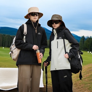 新款户外冲锋衣男女三合一内胆两件套防风防水登山服外套