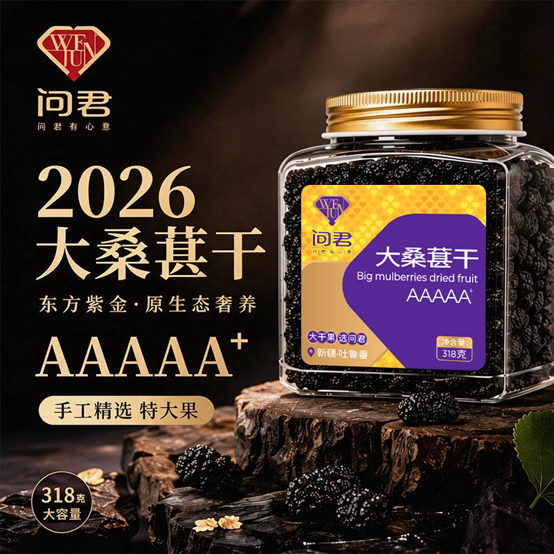 桑葚干黑桑椹新疆特产级官方旗舰店泡酒专用新鲜桑椹子果干茶年货