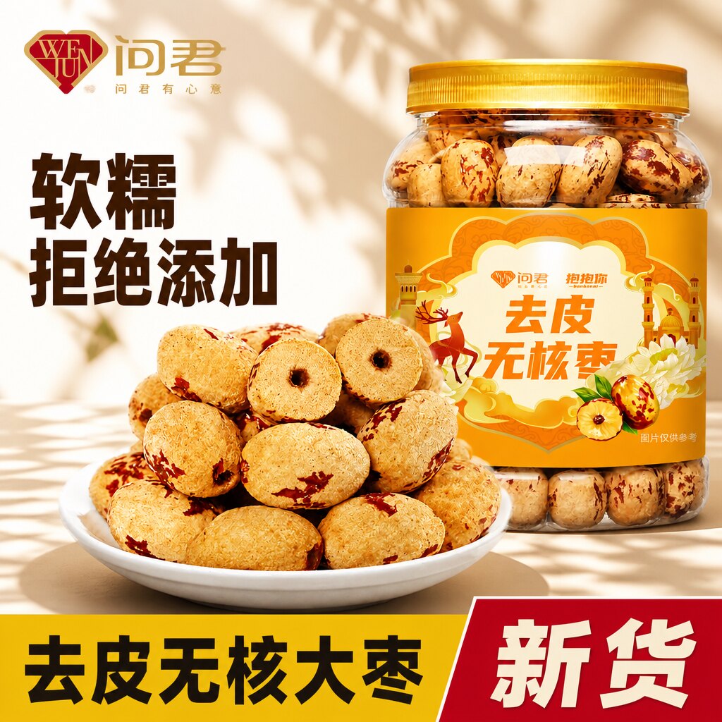去皮去核红枣婴辅新疆特产官方旗舰店无核枣若羌灰枣孕妇豆浆免洗