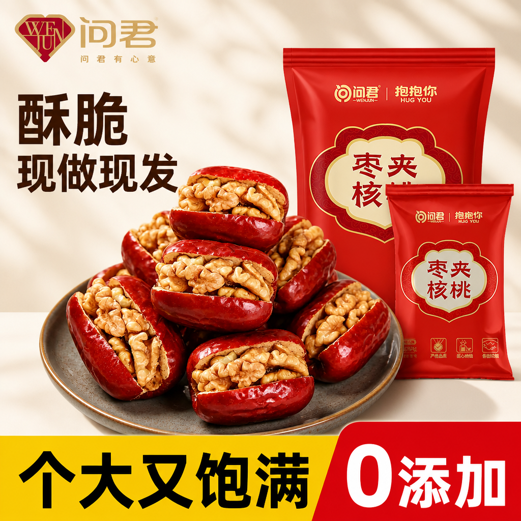 问君红枣夹核桃新鲜独立包装枣仁派礼盒礼品大枣夹心年货山西礼物