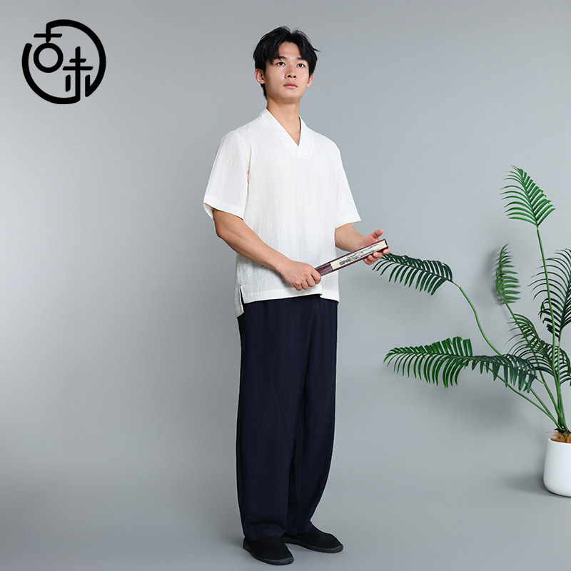 2026古未夏季百搭V领短袖禅服上衣师父居士可穿