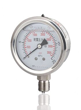 供不锈钢耐震压力表不锈钢充油压力表Y60 25MPA M14X15工厂直销