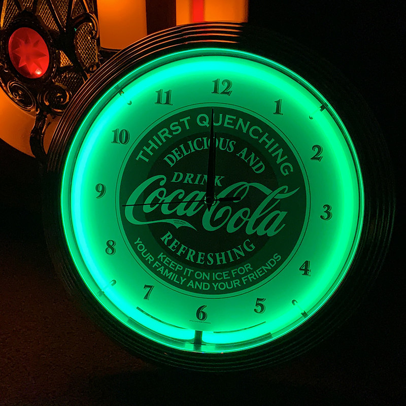 美国可口可乐经典复古霓虹灯挂钟 retro diner挂表