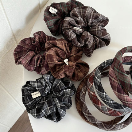 复古法式美拉德发箍发圈格纹简约发箍格子学院风发绳新款发饰发绳
