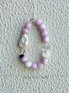 喜金火 紫锂辉白幽灵巴洛克珍珠沉香手串 ·云间烟紫· Kisalba