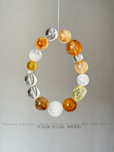 Kisalba 喜金土 黄胶花白幽灵黄莹石黄水晶 925银 ·月华丰饶·