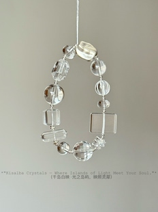 喜金 冰透体白水晶异形多形状手串s925银 ·冰块· 千岛白映