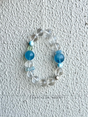 Kisalba【·浅屿蓝森·】喜金水 巴西白水晶 海蓝宝 海纹石 999银