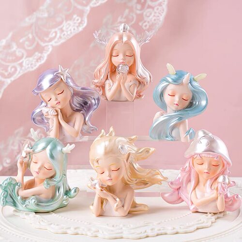 海洋女孩生日蛋糕装饰唯美人鱼少女心海螺梦幻主题烘焙甜品台摆件