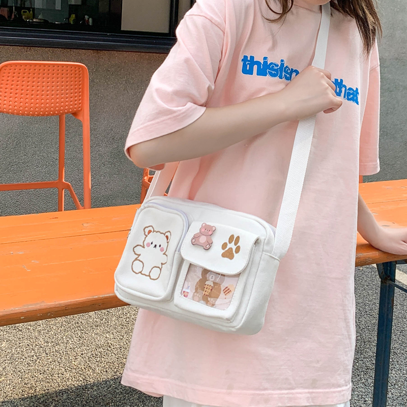 简约ins可爱帆布小包女2025新款潮网红单肩小清新韩版学生斜挎包