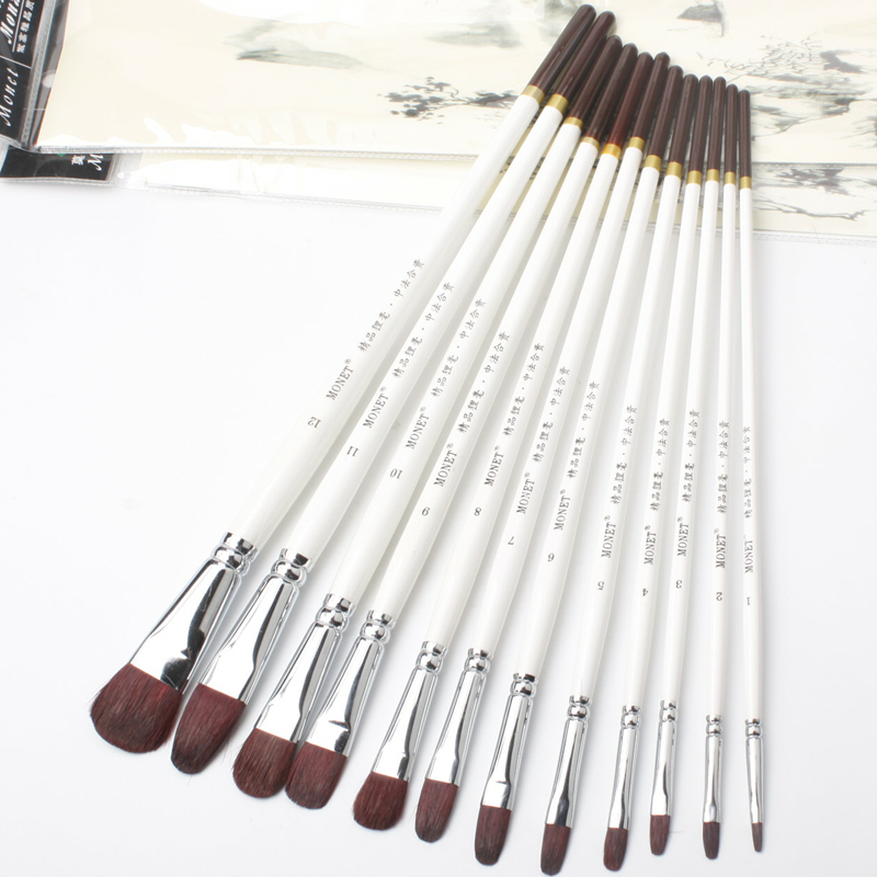 莫奈monet软毛舌形长杆水彩画笔