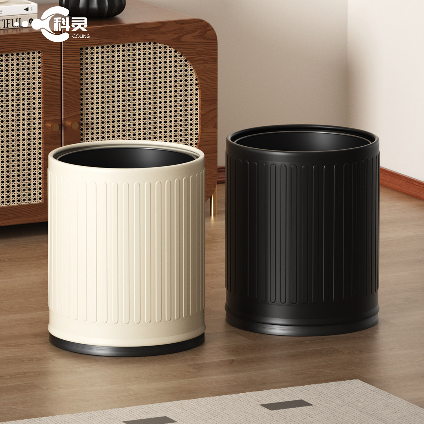 新品特惠双层无盖高颜值垃圾桶