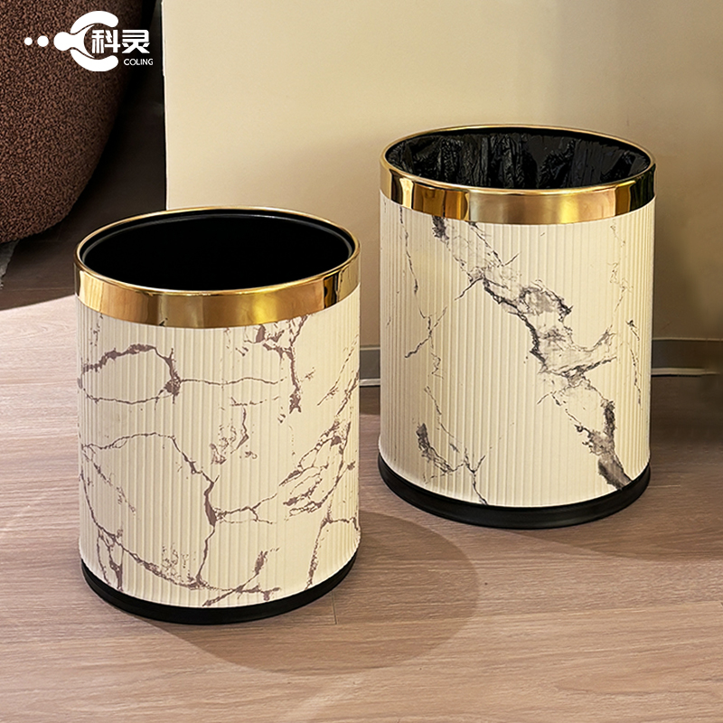 垃圾桶⭐中式水墨皮革高档