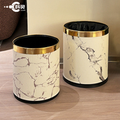 垃圾桶家用客厅轻奢高档高颜值卧室房间厨房中古风无盖大容量新款