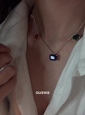 ouswa项链写给时光一封情书水钻