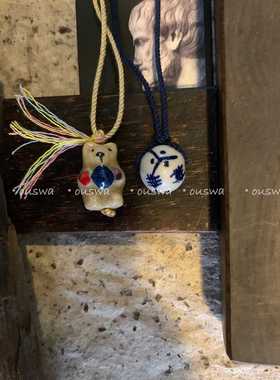 ouswa原创-抱球小熊 转运珠 纯手绘手工可调节锁骨链项链毛衣链