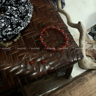 ouswa原创【樱桃甜橙酒】日落,下班散步 红玛瑙复古显白手串手链