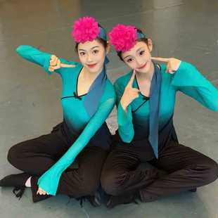 胶州秧歌舞蹈服上衣女民族舞身韵纱衣练功服古典舞演出服基训班服