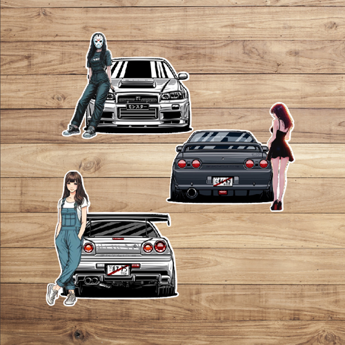 汉魂贴纸适用于Nissan Skyline R34 GTR G32汽车反光车贴 7176