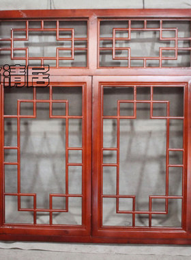 东阳木雕仿古门窗实木窗户花格电视背景墙中式装修木隔断屏风定做