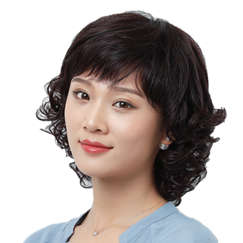 中年妈妈时尚蓬松修脸假发女短发